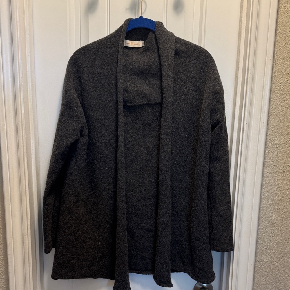 Tory Burch Charcoal Knit Cardigan 100% wool size xs